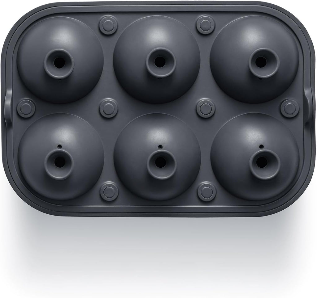 Ice Cube Molds – Large Silicone Ice & Sphere Mold Combo with Built-In Easy-Fill Funnel 2-Inch round & Square Whiskey Ice Molds for Cocktails & Bourbon (Charcoal)