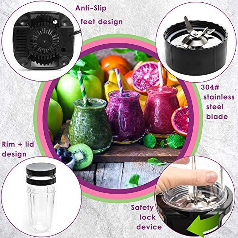 Personal Smoothie Blender, Single Serve Blender for Shakes & Protein, 17Oz Blend Cup & 10Oz Grind Cup, Compact Mini Design for Home, Office, Gym & Travel
