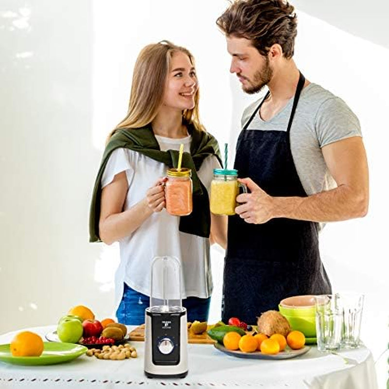 Personal Smoothie Blender, Single Serve Blender for Shakes & Protein, 17Oz Blend Cup & 10Oz Grind Cup, Compact Mini Design for Home, Office, Gym & Travel