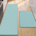 Kitchen Mat for Floor 17X29+17X59 anti Fatigue 2Pcs, Teal | Water&Oil Proof, Ideal for Light Cooking/Low Traffic Homes, anti Slip, for Comfort Standing, Bright Kitchen Decor