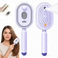 2026 New Electric Steam Brush for Hair, Upgrade Rechargeable 3 in 1 Self Cleaning Hair Brush with Water Spray, Electric Spray Air Cushion Massage Comb for Long Short Hairs Frizz Control (Purple)