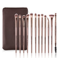 Eye Makeup Brushes, 12 Pcs Professional Eye Brush Set | Eyeshadow, Eyebrow, Blending, Fan, Eyelash Brush Set with Carrying Bag (Champagne Gold)