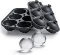 Ice Cube Molds – Large Silicone Ice & Sphere Mold Combo with Built-In Easy-Fill Funnel 2-Inch round & Square Whiskey Ice Molds for Cocktails & Bourbon (Charcoal)