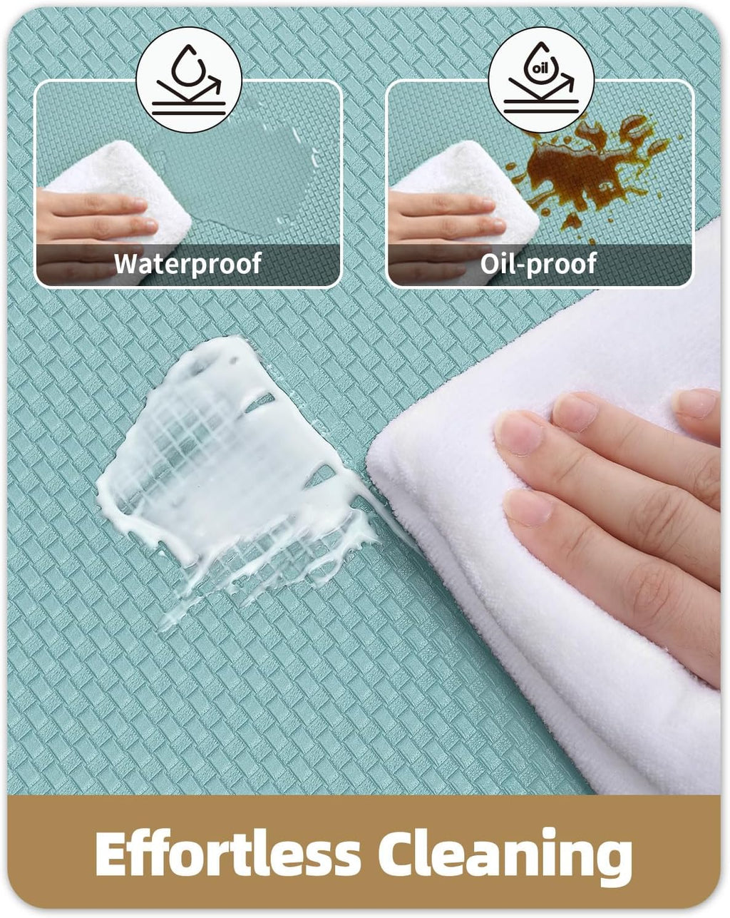 Kitchen Mat for Floor 17X29+17X59 anti Fatigue 2Pcs, Teal | Water&Oil Proof, Ideal for Light Cooking/Low Traffic Homes, anti Slip, for Comfort Standing, Bright Kitchen Decor